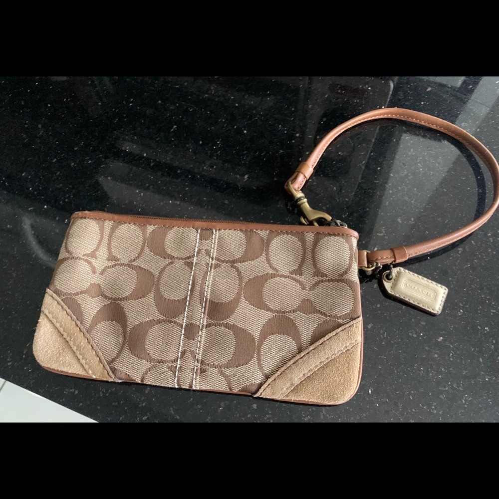 Coach Cloth C Logo Wrist Handbag Design With Suede Co… Gem